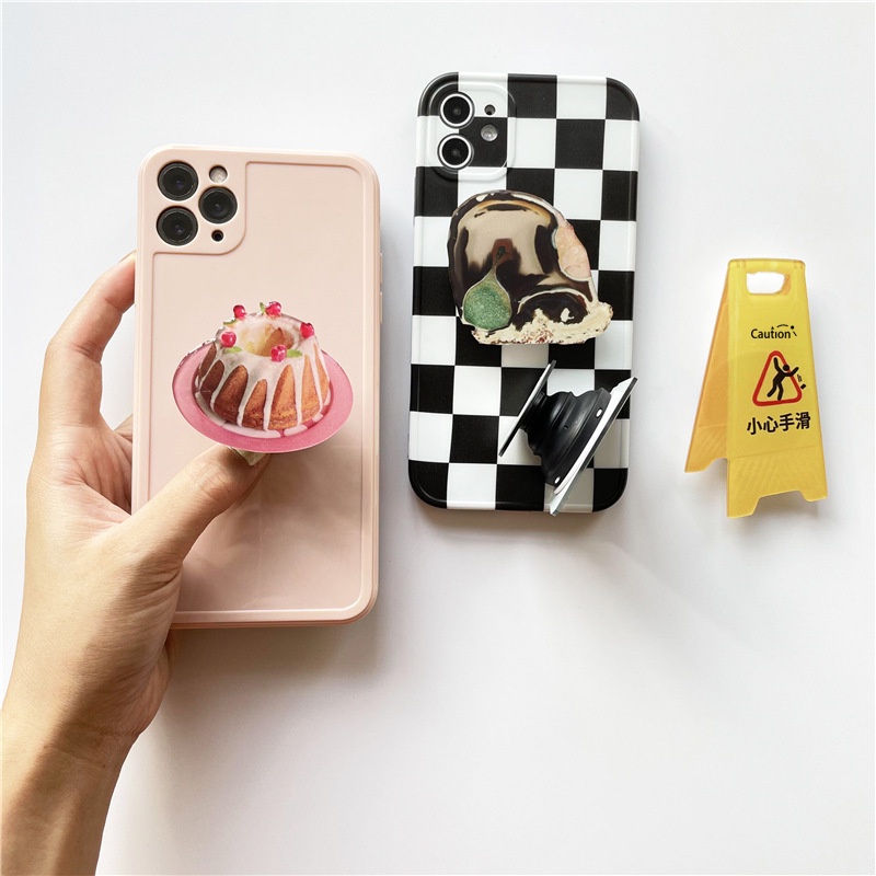Giá đỡ dán ốp điện thoại popsocket mika acrylic P1P5 họa tiết bánh kem