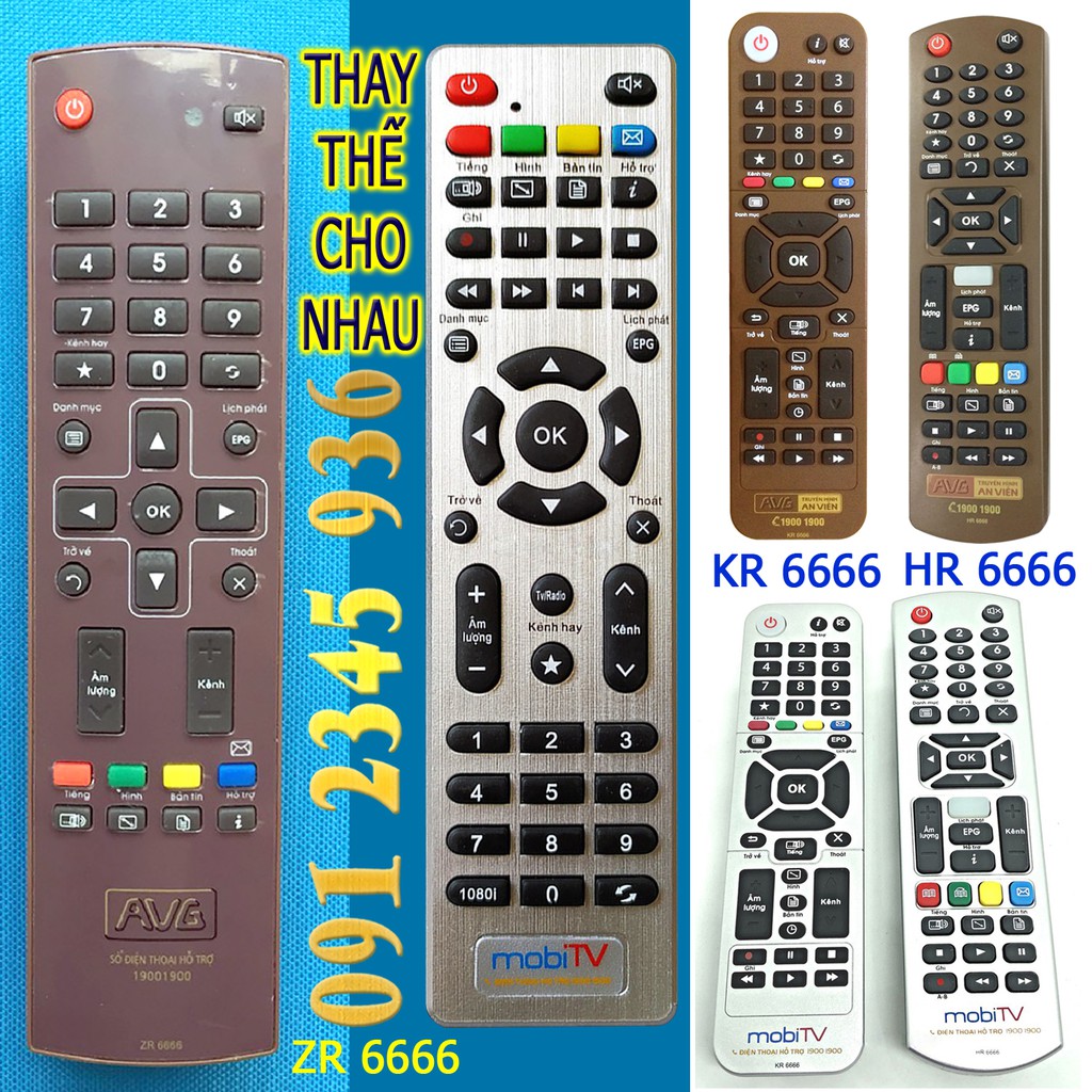 Điều khiển MobiTV HR-6666 + KR-6666 (AN VIÊN) cho đầu kỹ thuật số TvBox. (Mẫu số 5)