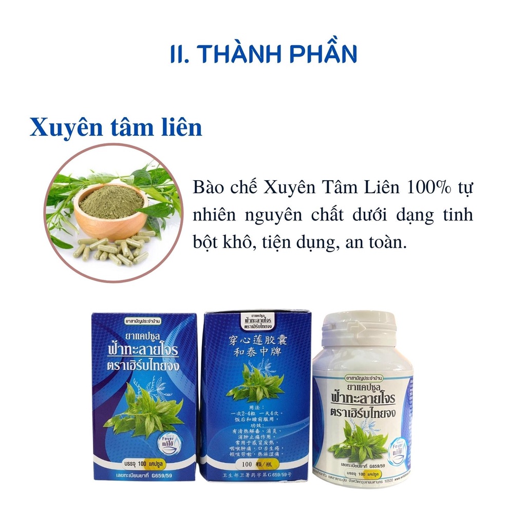 Viên uống thảo mộc Xuyên tâm liên chính hãng Thái Lan