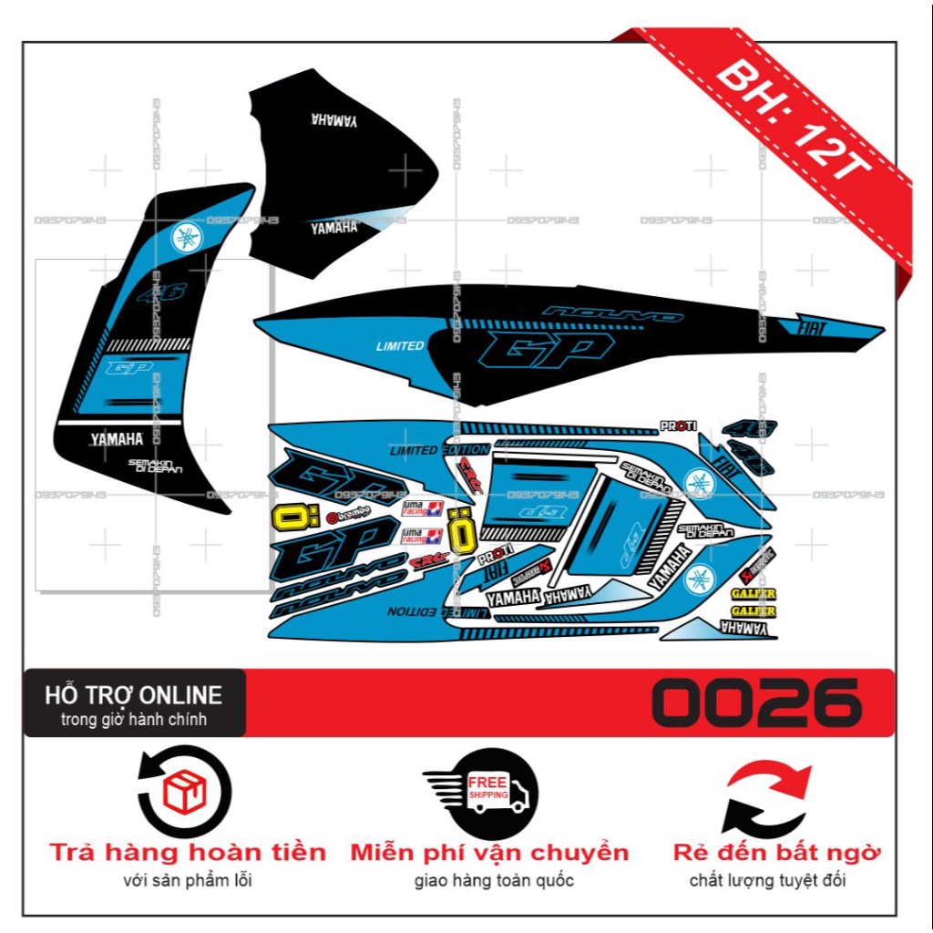 TEM XE NOUVO 5 SX XANH ĐEN -- SHIN DECAL 2