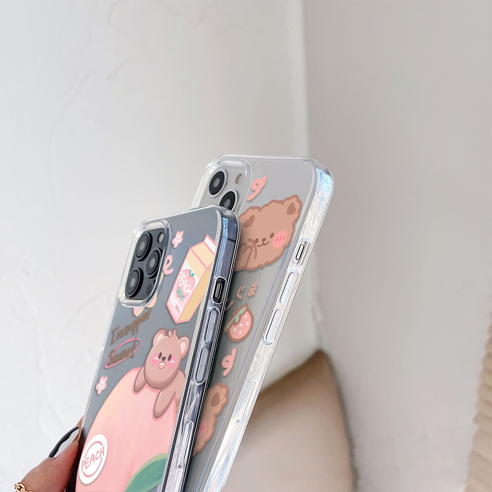 Ốp Điện Thoại Họa Tiết Trái Đào / Gấu Cho Iphone 11 Pro Max 12 Pro Max 13 Pro Max Mini 6 7 8 6 7plus Se 2020 X Xs Xr 5 4