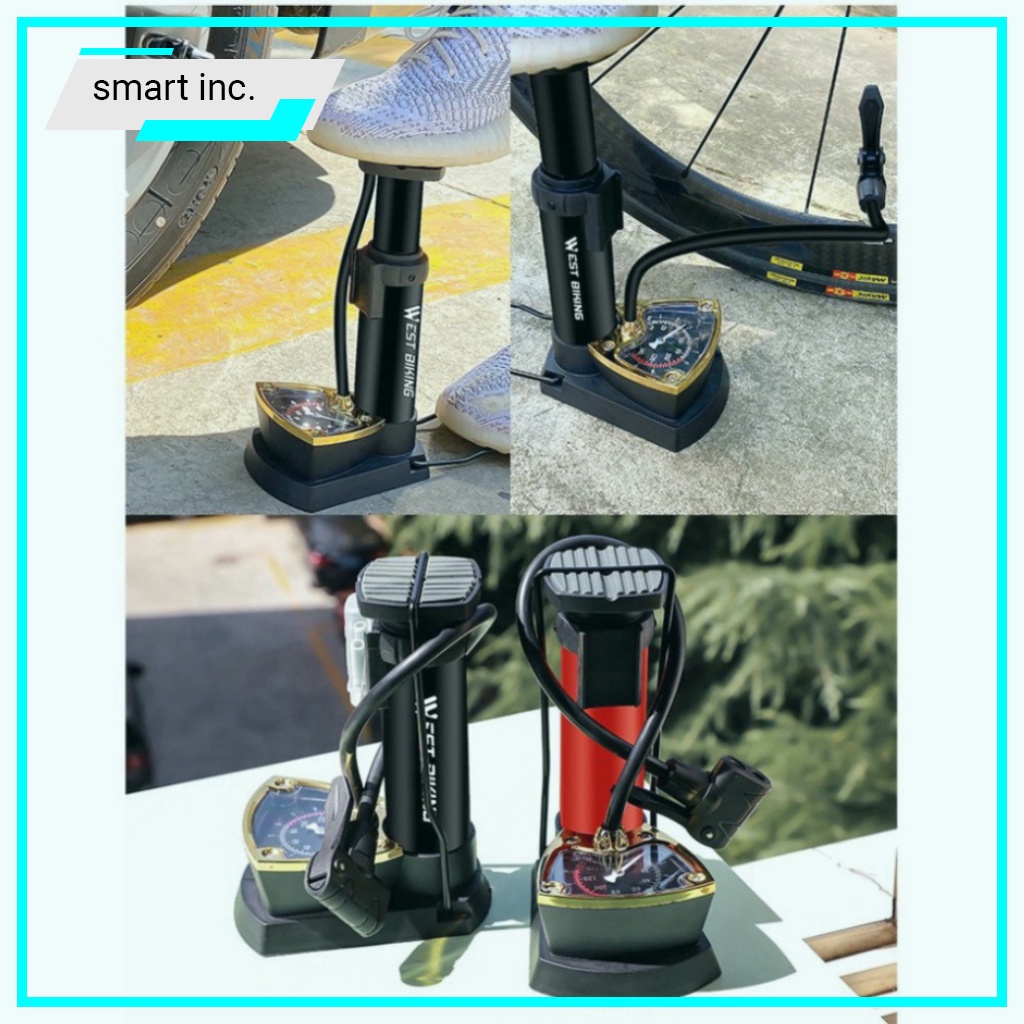 Bơm hơi - Bơm Hơi Ôtô Xe máy Xe đạp Bánh Xe Đạp Chân , Có Đồng Hồ Đo áp xuất Mini