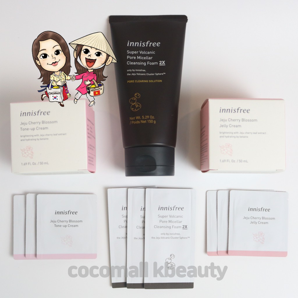 Combo 1 Set mỹ phẩm du lịch mini phong cách Hàn Quốc Innisfree  COCOMALL KBEAUTY