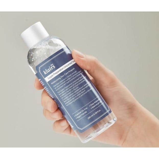 Nước hoa hồng không mùi dưỡng ẩm da và làm mềm da Klairs Supple Preparation Unscented 180ml
