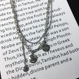 Trendy Round Smiley Face Chain Link Necklace