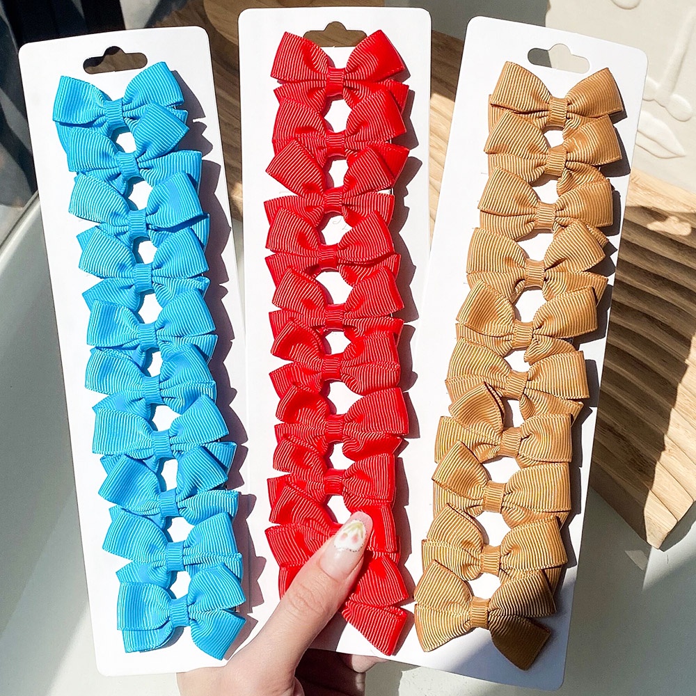 Set 10 kẹp tóc KIDSBOWS đính nơ nhỏ màu sắc xinh xắn đa dạng dành cho bé gái