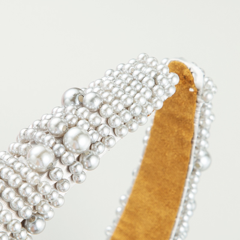 Băng Đô Cài Tóc Bản Rộng Đính Ngọc Trai Thời Trang Cho Nữ