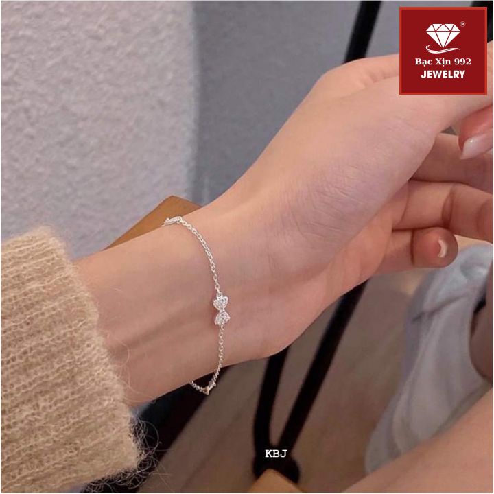Lắc tay bạc nơ nhỏ , đơn giản - Shop Bạc Xinh KWj
