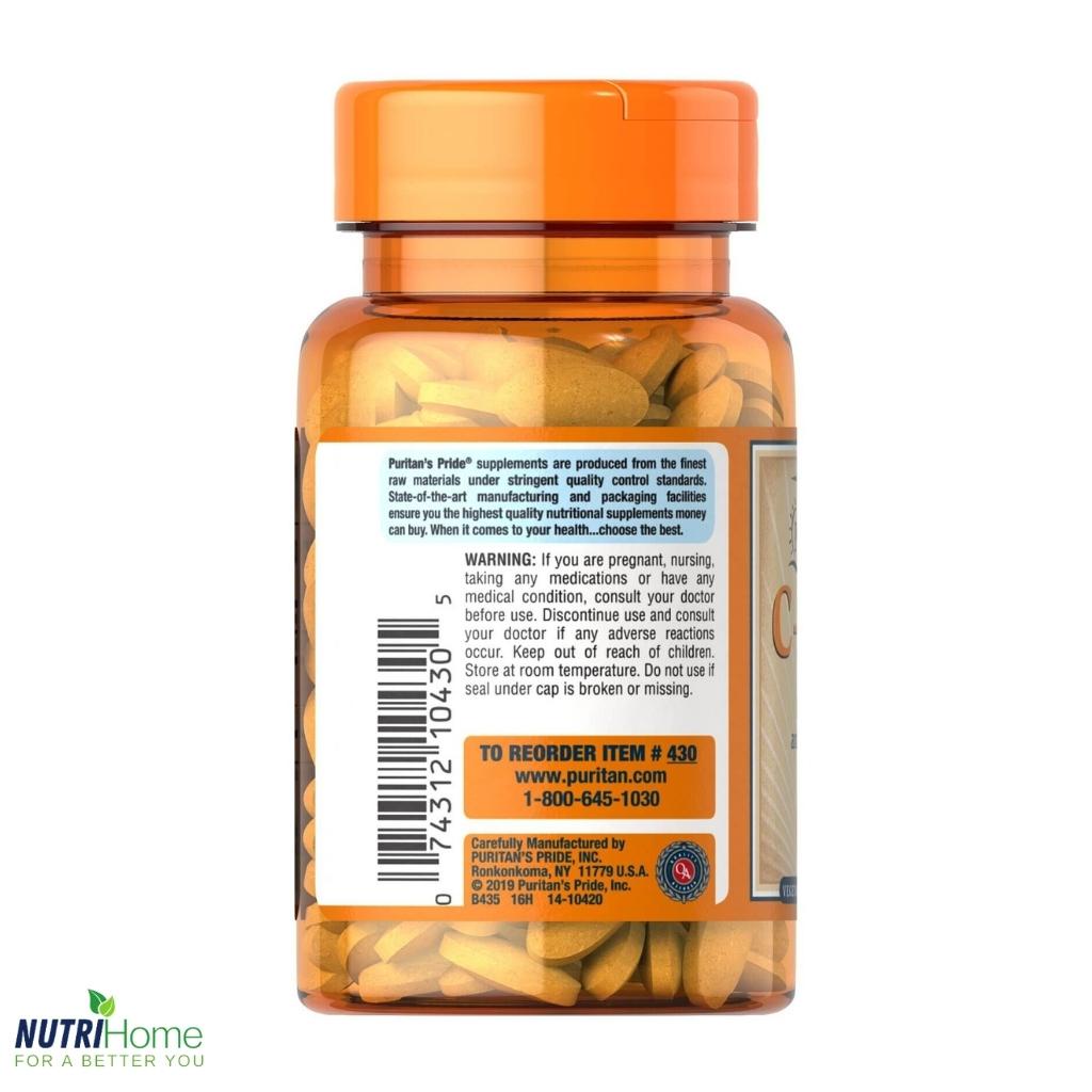 Viên uống đẹp da, tăng cường miễn dịch Vitamin C 500mg Puritan’s Pride ngừa viêm, giảm thâm mụn