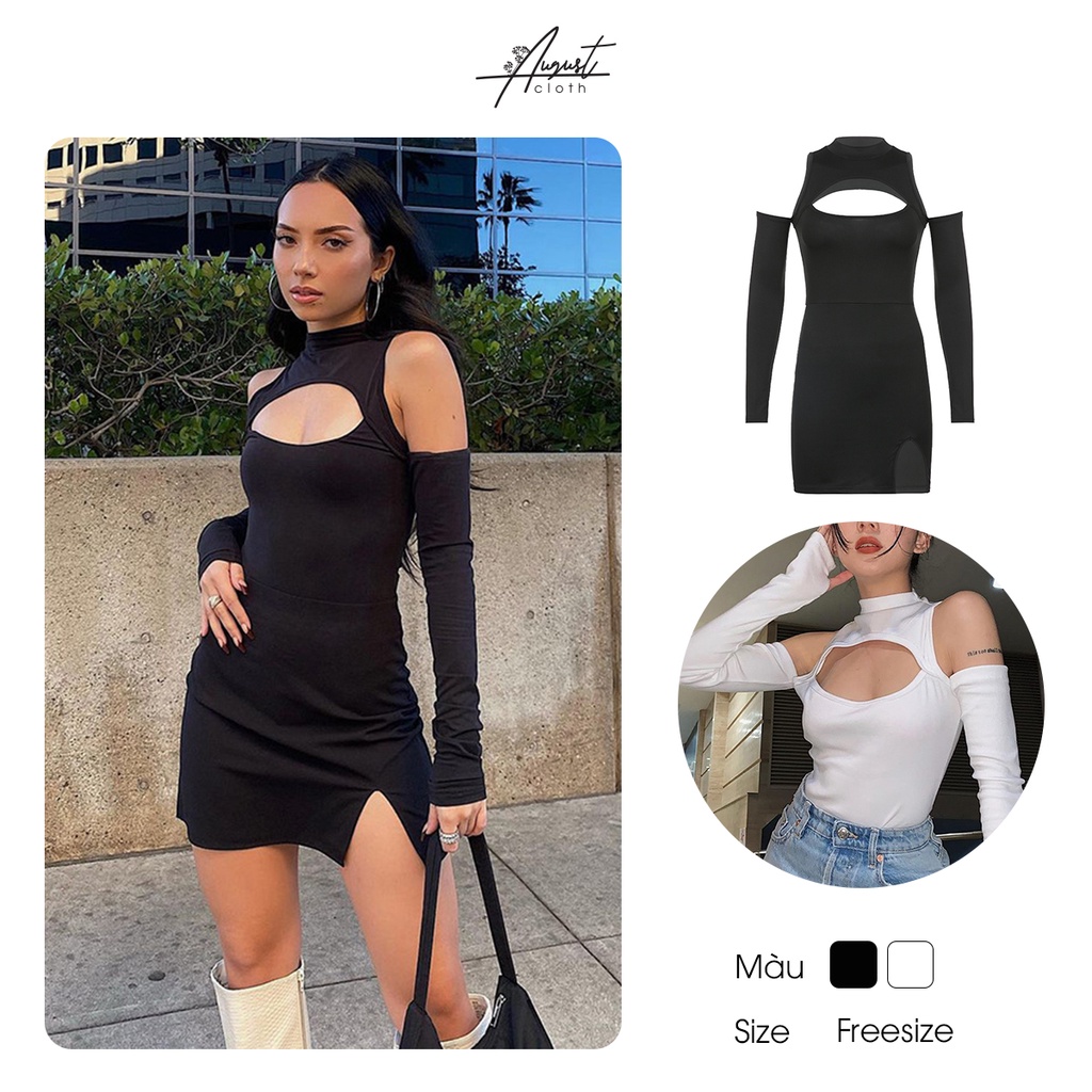 [Augustcloth] Đầm/ Váy dài tay khoét cổ phong cách Hàn Quốc