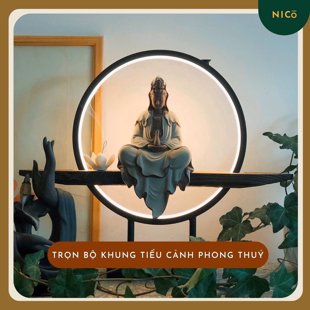 thác xông trầm Quan Âm - Thác khói đèn led Quan Âm cao cấp