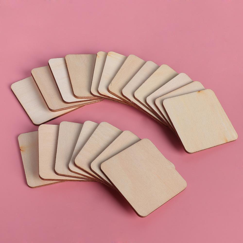 Set 10 / 50 / 100 Miếng Gỗ Vuông Treo Trang Trí Thủ Công Đa Ứng Dụng