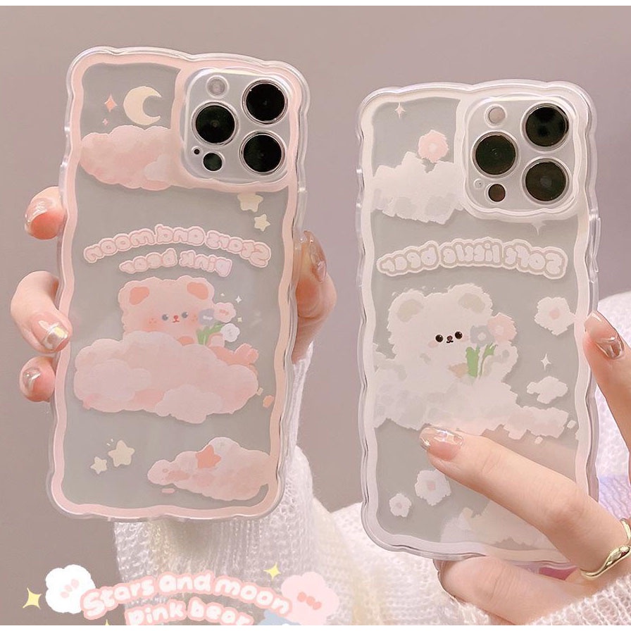 Ốp lưng IPhone trong lượn sóng gấu và mây 6/6s/6plus/6splus/7/7plus/8/8plus/xs/11/12/13/14/pro/max/plus/promax TLS28