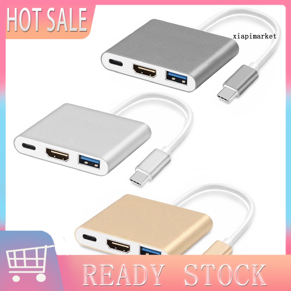 LOP_3 in 1 USB 3.1 Type C to 4K HDMI-compatible USB 3.0 Hub Adapter Cable Converter Connector