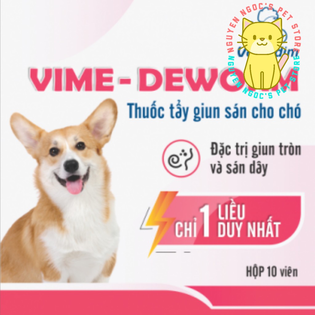 Vemedim Vime-Deworm dùng cho CHÓ để tẩy giun, 1 liều duy nhất