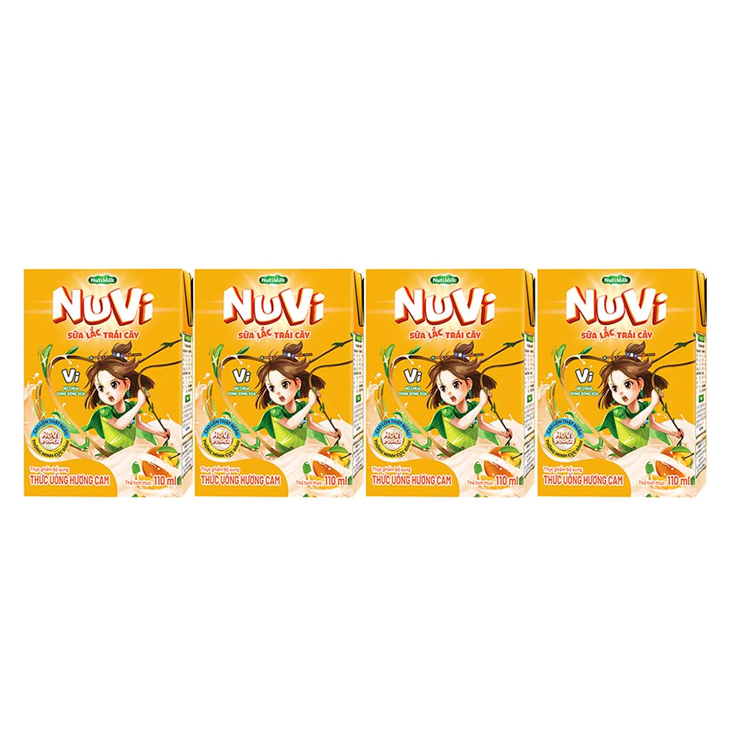 Sữa Lắc Trái Cây Hương Cam Nuvi 110ml Giúp Bé Phát Triển Trí Não, Chiều Cao Cho Bé