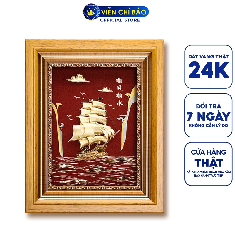 Tranh Thuận buồm xuôi gió dát vàng 24K vật phẩm quà tặng cao cấp trang trí nhà cửa thương hiệu Viễn Chí Bảo M600066