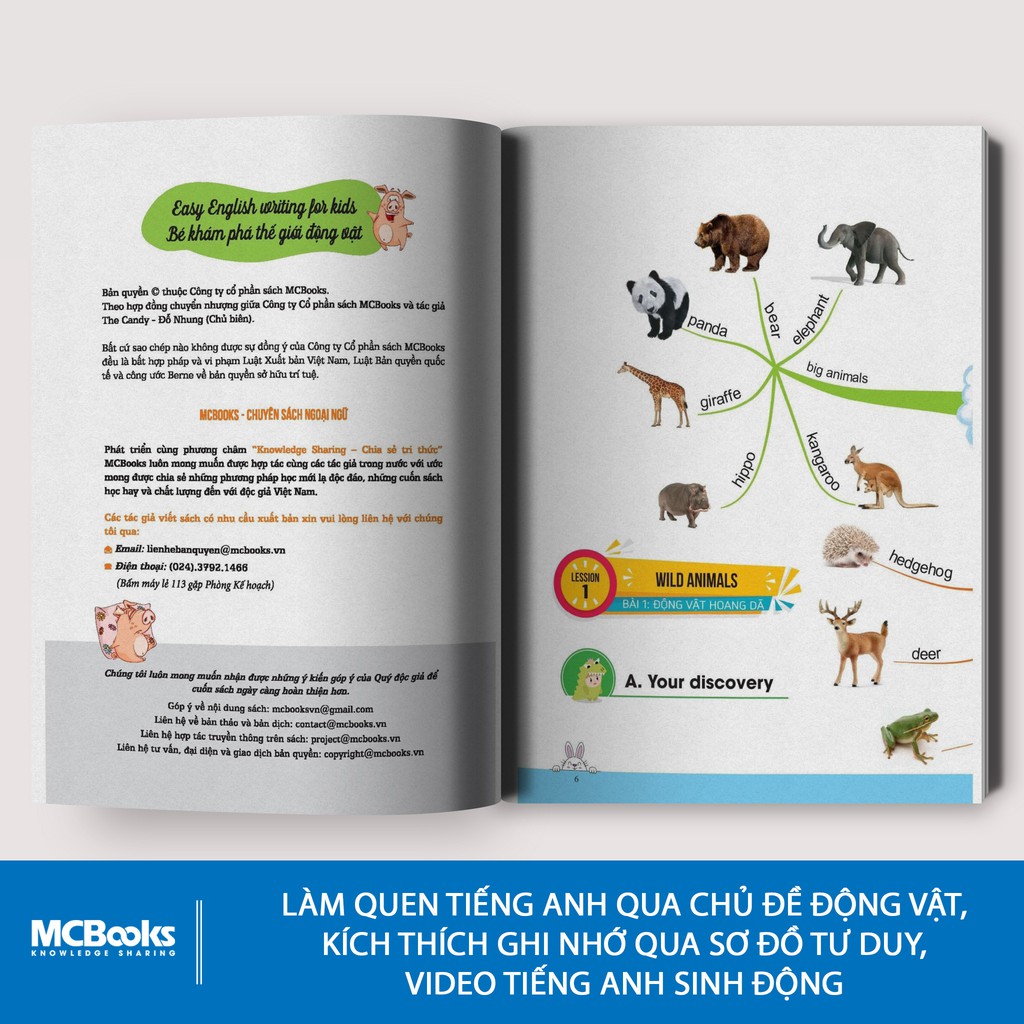 Sách - Easy English writing for kids - Bé khám phá thế giới động vật - MCBooks