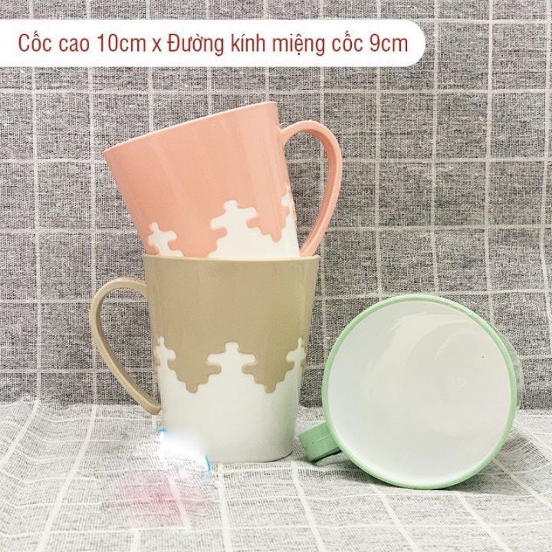 Cốc Ly Nhựa Cao Cấp 2 Màu Bền Đẹp, Có Tay Cầm- Chính Hãng Việt Nhật - Dùng Uống Nước, Đánh Răng