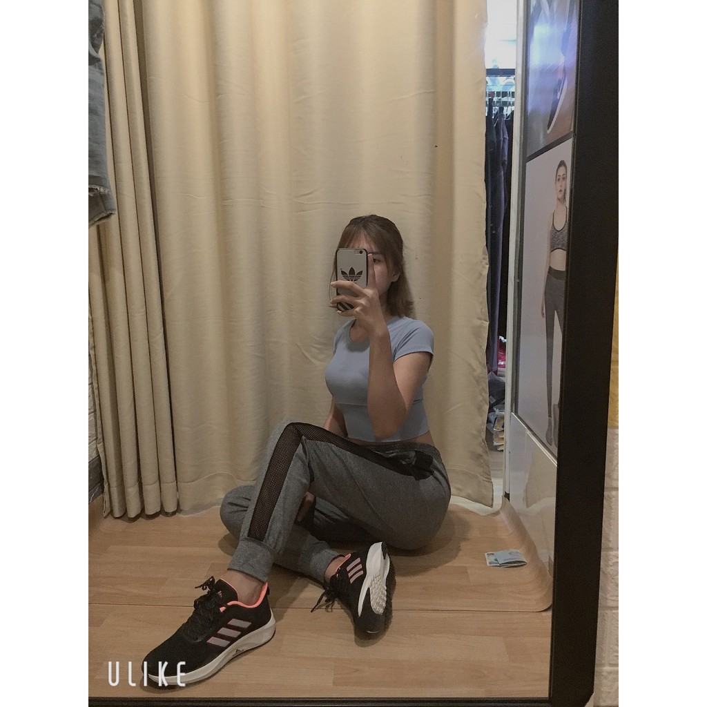 quần jogger nữ phối lưới