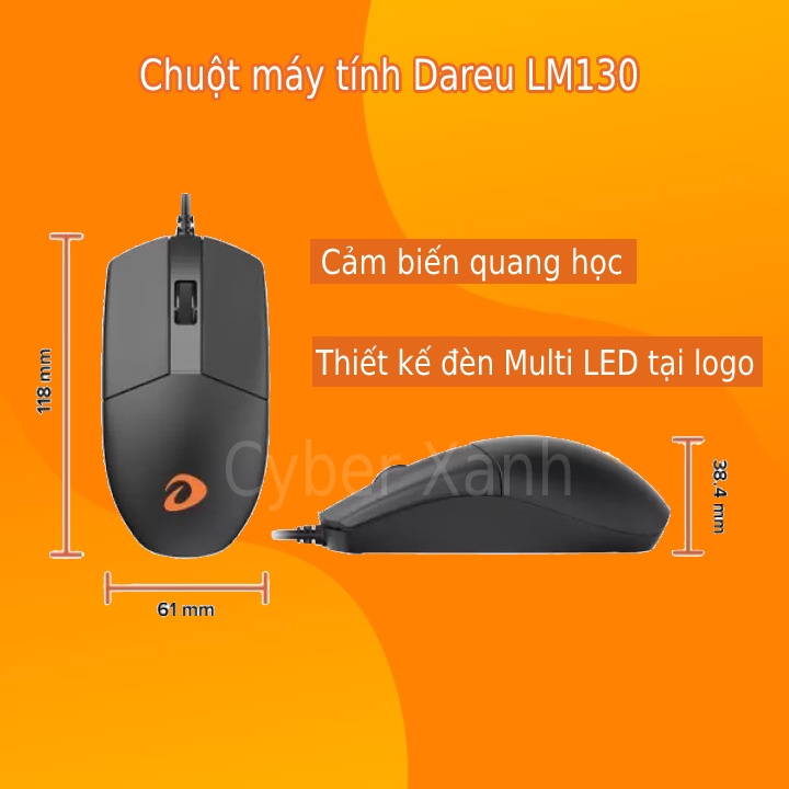 Chuột máy tính có dây chính hãng Dareu LM130 - Bảo hành chính hãng toàn quốc 24 tháng