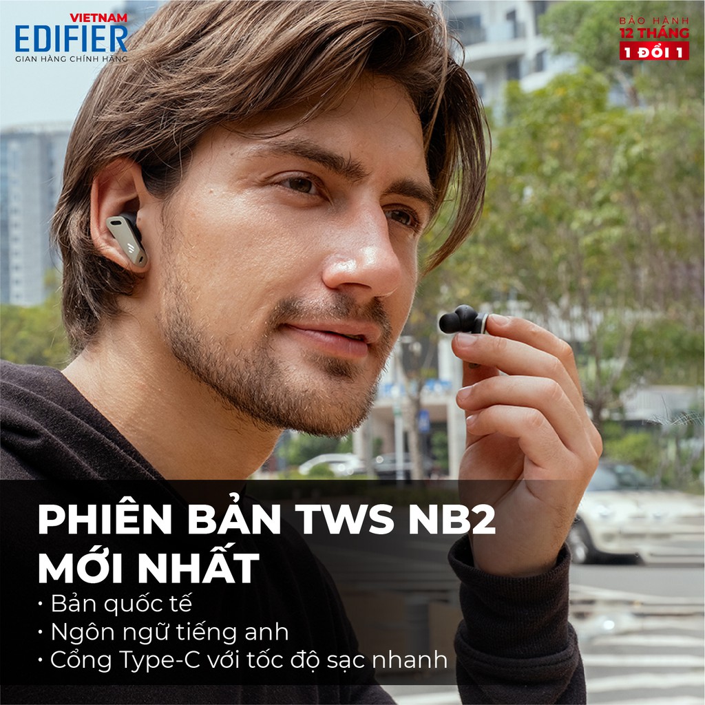 Tai nghe Bluetooth 5.0 EDIFIER TWS NB2 Âm thanh Stereo Chống nước IP54 Hàng chính hãng Bảo hành 12 tháng 1 đổi 1