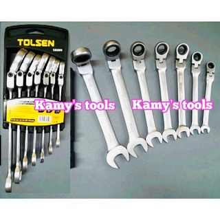 Bộ cờ lê vòng miệng tự động lắc léo Tolsen 15259