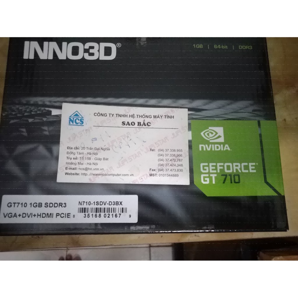 Card màn hình Inno3D Geforce GT 710 1GB (1GB GDDR3, 64-bit, VGA + DVI +HDMI) | BigBuy360 - bigbuy360.vn