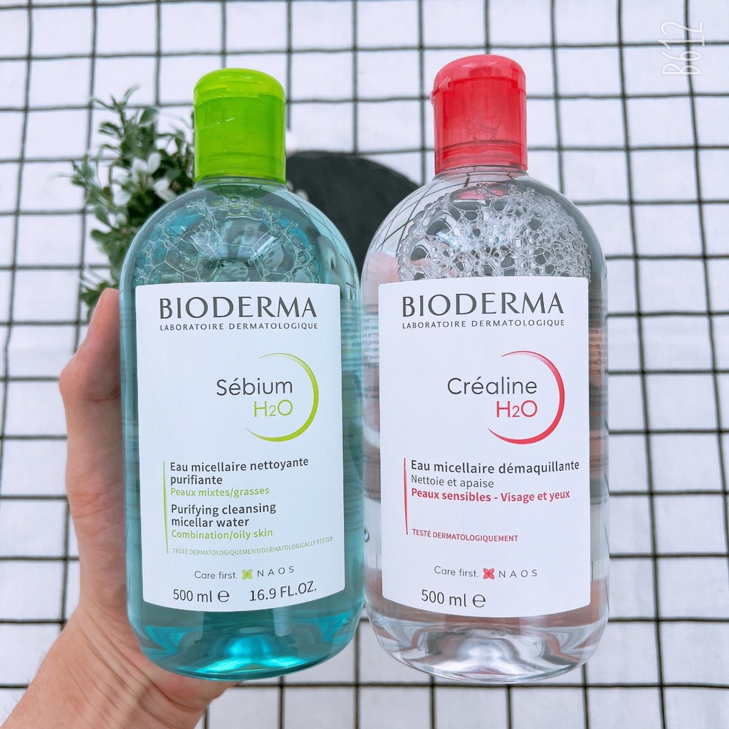 Nước Tẩy Trang Bio Sensibio H2O 500ml - Dành Cho Da Nhạy Cảm chai Hồng và da dầu mụn - Chai Xanh