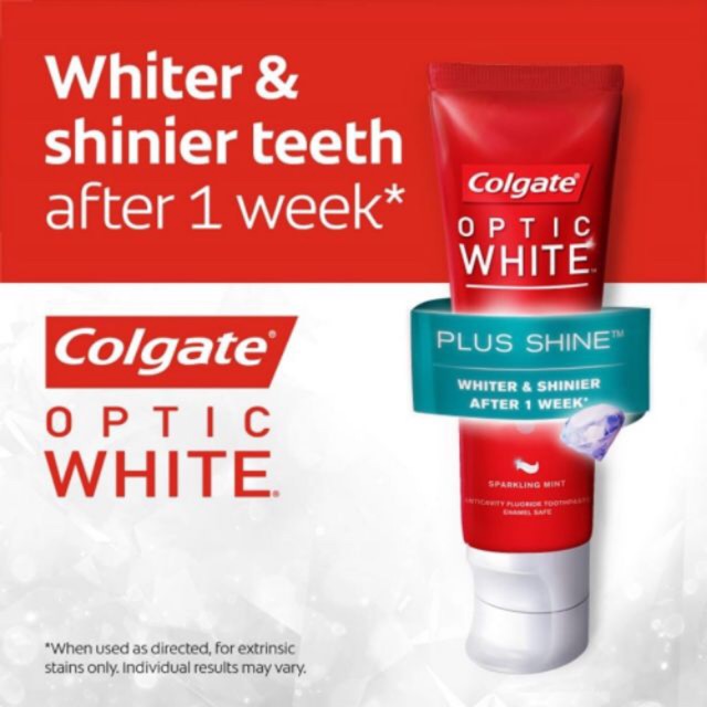 KEM ĐÁNH RĂNG COLGATE OPTIC WHITE PLUS SHINE Làm Trắng Răng 100G