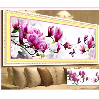 Tranh đính đá hoa mộc lan y8081 kt 100x50cm