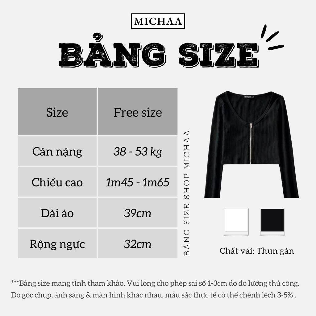 Áo Croptop Tay Dài DÂY KÉO NGỰC Nữ Thun Gân Ulzzang Kiểu Cổ Vuông Đẹp Ôm Body - MICHAA