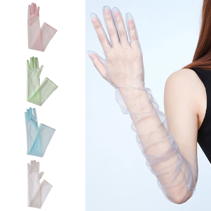 Youyo Găng Tay Vải Tuyn Dài 55cm Siêu Mỏng Co Giãn Cho Tiệc Opera Conc