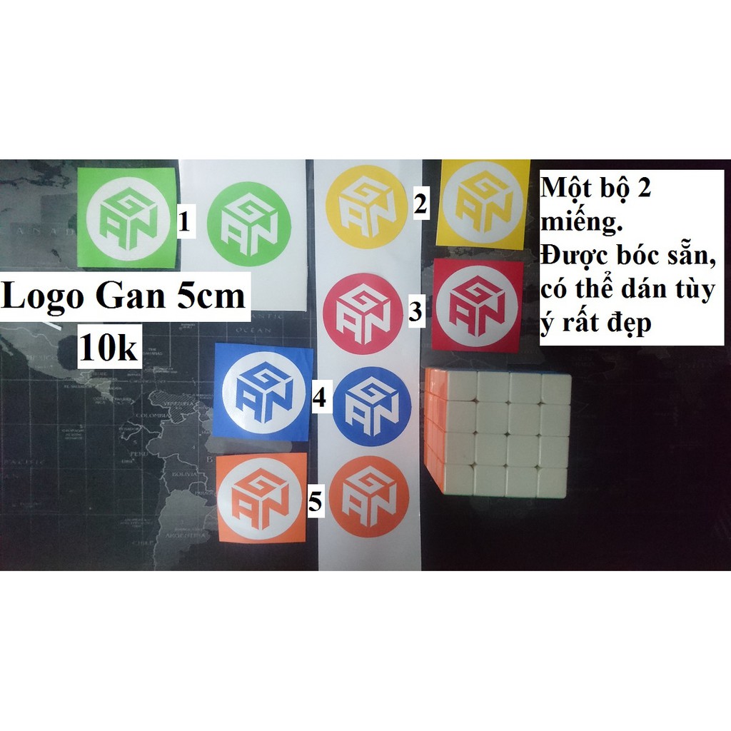 Phụ kiện Rubik. Miếng Logo Gan Dán