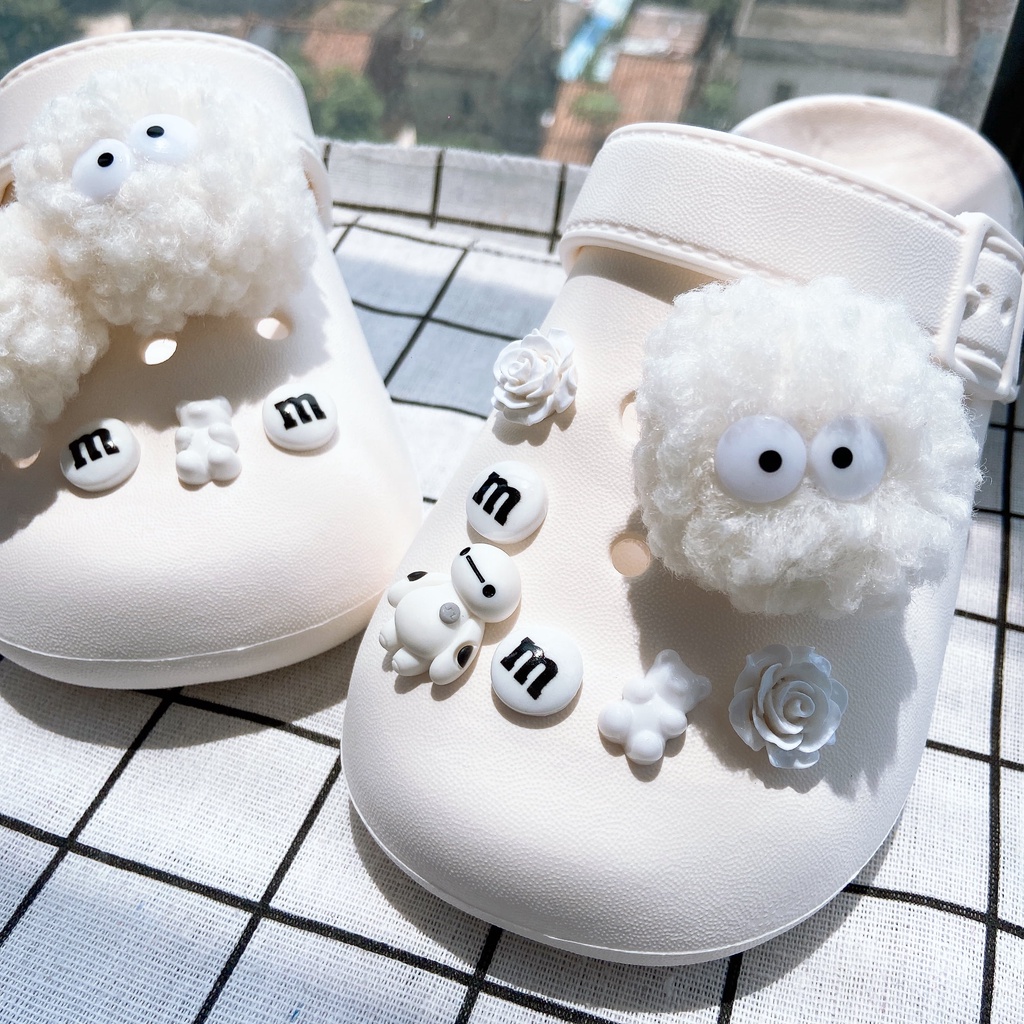 Sticker crocs Shoe Decoration for crocs đế caoSet 12 Phụ Kiện Nút Giày Thời Trang#Baymax Bóng Baymax Màu Trắng