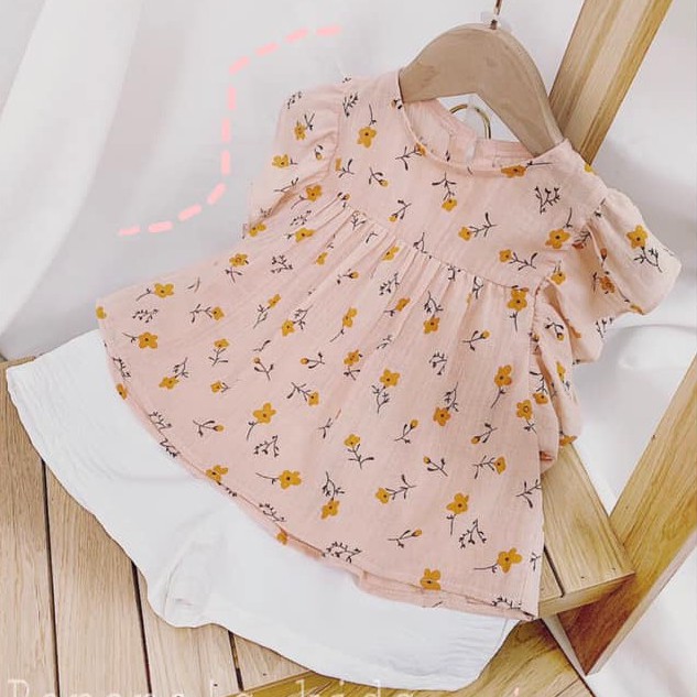 [KHÔNG ĐẸP HOÀN TIỀN] Set bộ áo cánh dơi hoa nhí vàng quần trắng cho bé gái 10-18kg