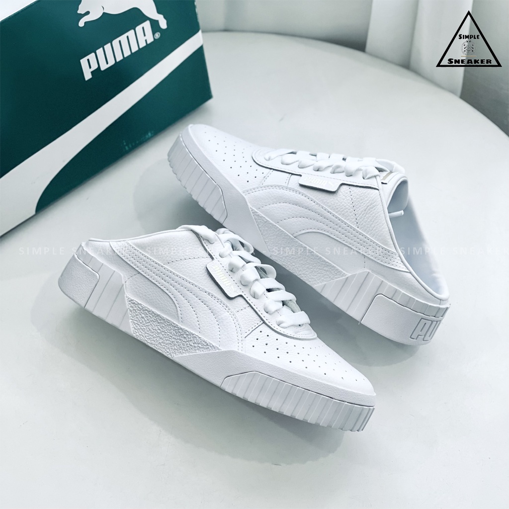 Giày Sục Nữ Puma Cali Mule Chính Hãng Giày Đạp Gót Puma Wms Cali Mule White Metallic - Simple Sneaker