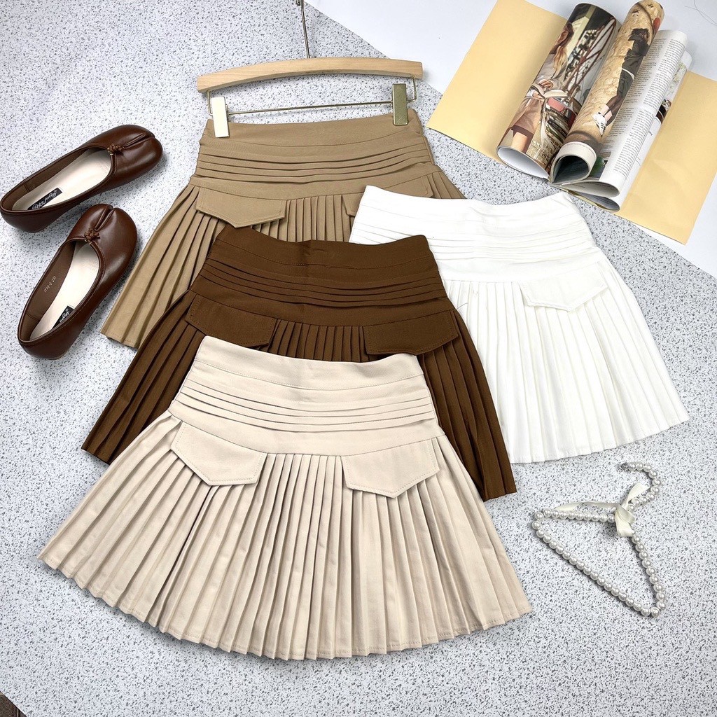 Chân Váy Lưng Cao Xếp Ly Nhỏ Màu Be Hàng Loại 2 Freeship,Chân Váy Ngắn Xếp Ly Cao Cấp Có Quần Trong Dày Dặn Siêu Xinh | BigBuy360 - bigbuy360.vn