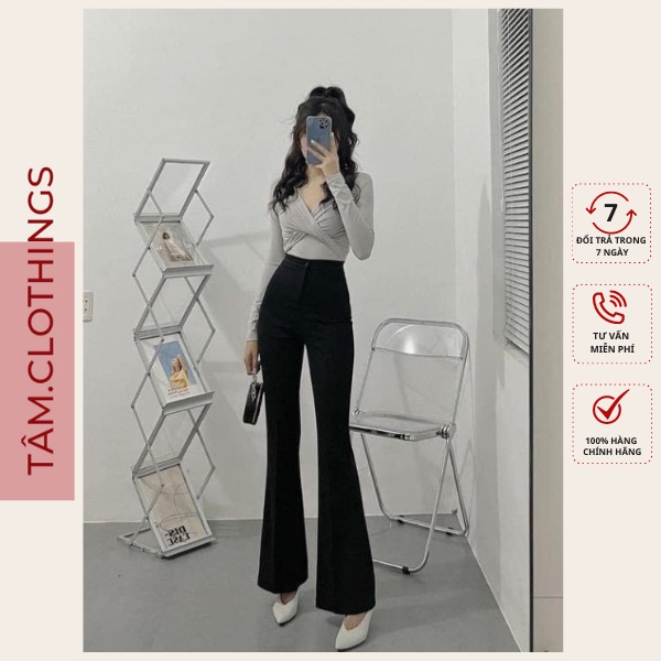 Quần vải ống loe cạp cap lưng cao công sở nữ ống rộng quần tây siêu tôn dáng phong cách lịch sự TÂM Clothings