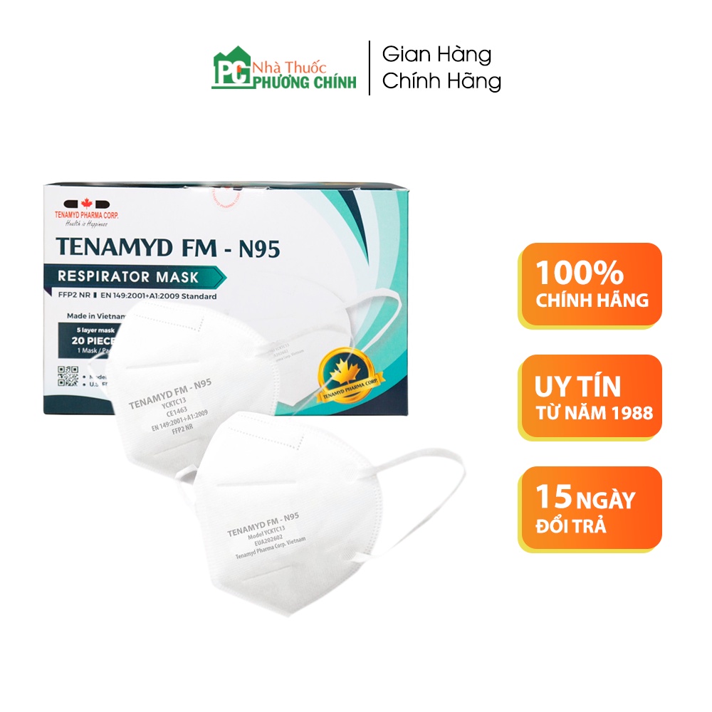 Khẩu Trang Tenamyd N95 Cao Cấp - Kháng Khuẩn, Chống Bụi Theo Tiêu Chuẩn N95 (1 Cái/Túi)