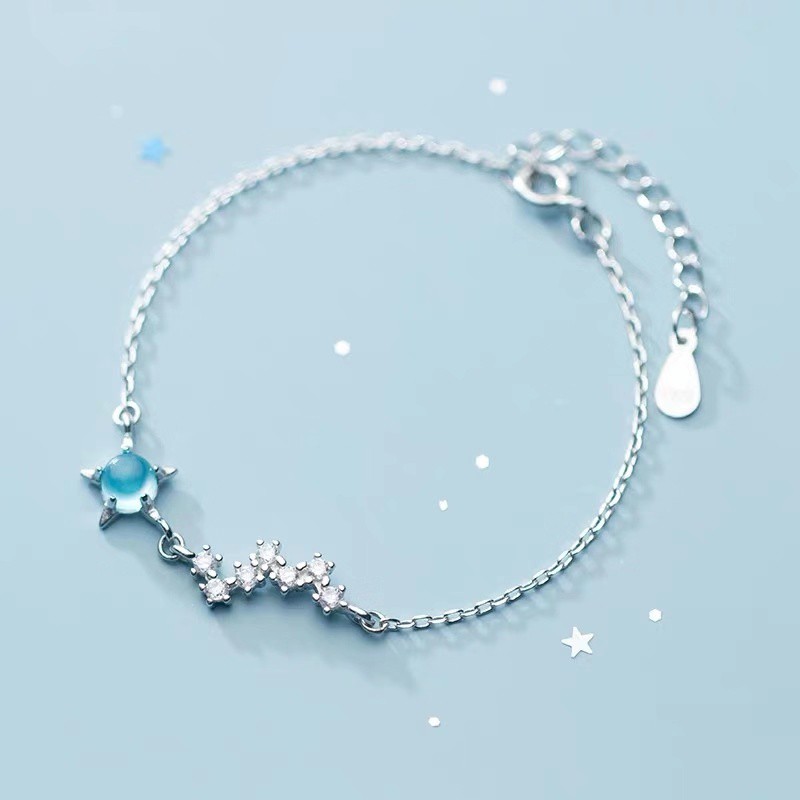 Vòng tay siêu mịn đính kim cương siêu sáng họa tiết mặt trăng / ngôi sao tinh tế ngọt ngào sáng tạo thời trang cho nữ
