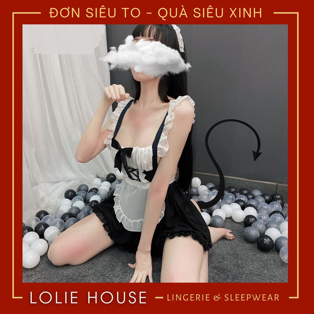 Cosplay hầu gái sexy anime maid cute - Váy đầm ngủ cosplay cô hầu bàn tạp dề trăng gợi cảm LOLIE HOUSE - CP36