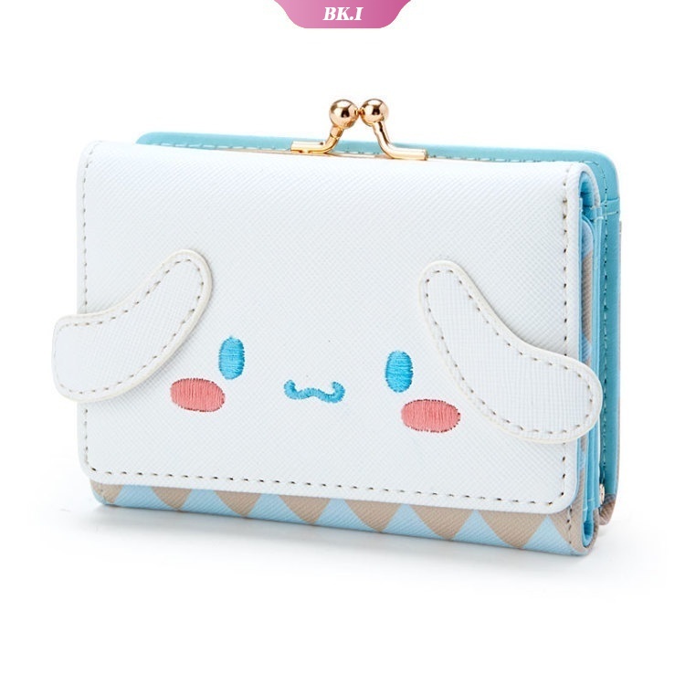 Ví Da PU 11cm Họa Tiết Hoạt Hình My Melody Mèo Cinnamoroll Dễ Thương Có Khóa Kéo