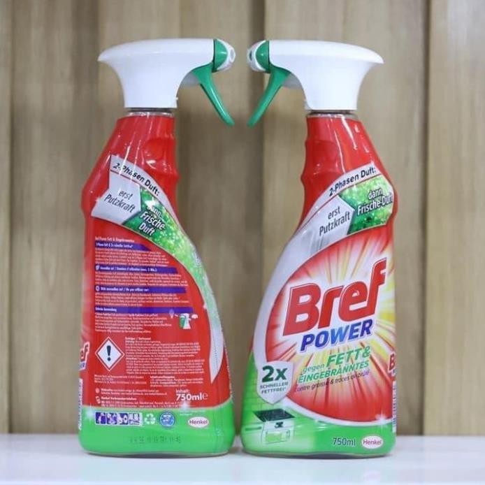 Chai Xịt Tẩy Dầu Mỡ Nhà Bếp Bref Power Dung Tích 750ml Dùng Được Cho Máy Hút Mùi, Lò Nướng