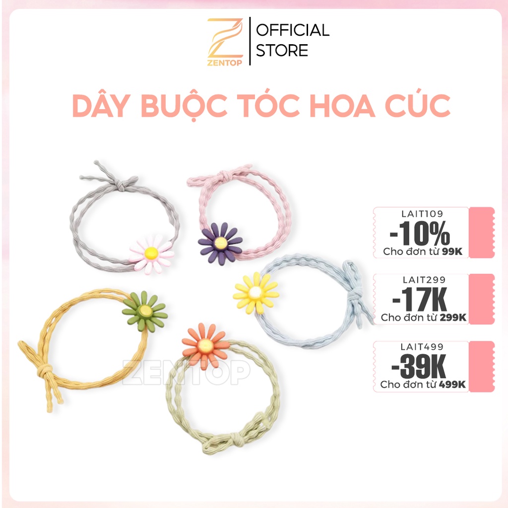 Dây cột tóc hoa cúc nhiêu màu dây thun buộc tóc nữ Hàn Quốc đẹp dễ thương Zentop