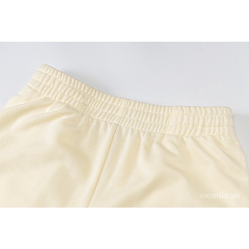 Set áo tay dài dáng rộng in chữ + quần short trơn màu thời trang cho nữ