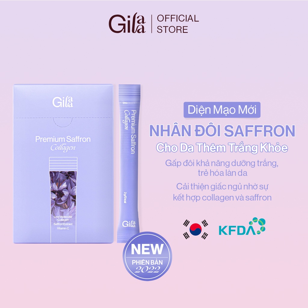 Bộ 5 sản phẩm Dưỡng Trắng Gilaa Saffron gồm Toner + Serum + Repair Cream + Day cream + Collagen Saffron