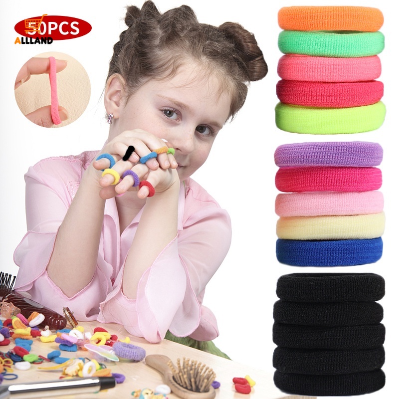 Hộp 50 Dây Buộc Tóc Cao Su Co Giãn Không Đường May