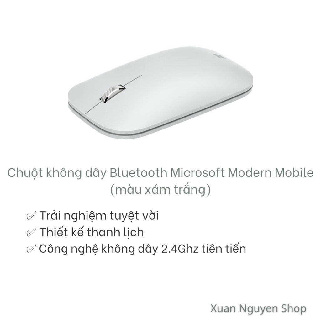 Chuột Bluetooth Microsoft  Modern Mobile BlueTrack màu xám trắng (Glacier) - Hàng chính hãng