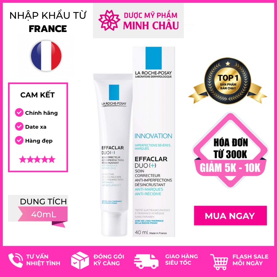 Kem Dưỡng Giảm Mụn, Ngừa Thâm, Thông Thoáng Lỗ Chân Lông La Roche-Posay Effaclar Duo+ 40ml